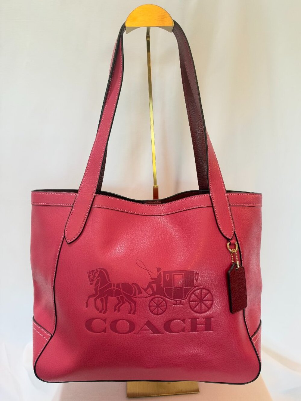 Coach Tote 27 With Horse And Carriage Pink Like New EUC